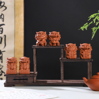 Sceau de Bonne Fortune Feng Shui en Résine, Motif Lion Rouge Brique, Style Chinois Traditionnel, Ornement de Bureau, Décoration Maison, Cadeau