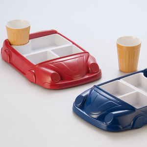 Vajilla Infantil de Melamina con Diseño de <span class=keywords><strong>Coche</strong></span>, en Colores Amarillo, Rojo, Azul y Verde - Product Image 1