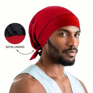 Vente en gros usine : Turban pré-noué en coton doux avec doublure en satin, couleur unie, unisexe, pour le soin des cheveux - Product Image 4