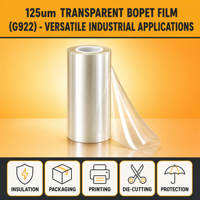 Film BOPET transparent uni 125 µm (G922) - Transparence cristalline et mesure de précision pour étiquettes, rubans adhésifs et superpositions graphiques