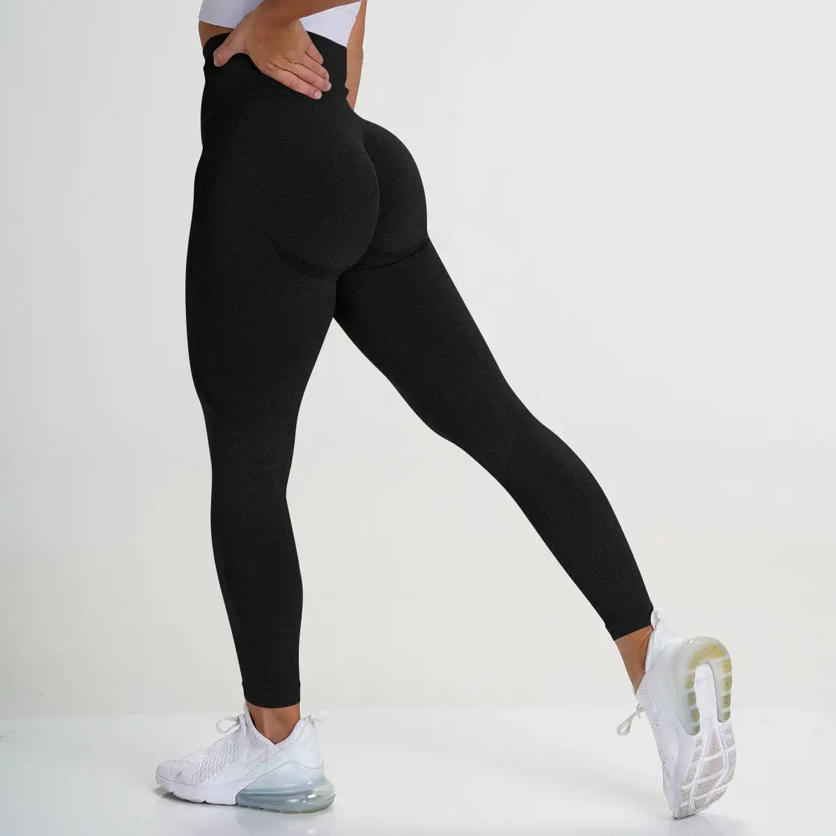Kadınlar için toptan özel tayt yüksek bel spor Yoga pantolon dikişsiz tayt Unisex örme yüksek kalite kadın tayt 50 adet