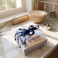 Boîte d'emballage rigide transparente pour service de thé de l'après-midi, boîte à desserts et pâtisseries haute à quatre compartiments avec options de logo personnalisé