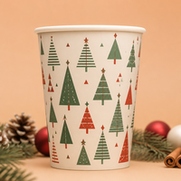 Gobelet en papier simple paroi Noël flocon de neige Kraft robuste jetable pour boissons chaudes 8oz à emporter Fournisseur en gros