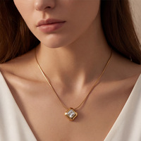Kleurrijke Zirkoon Ketting Valentijnscadeau Waterdicht 18K Goud PVD Ronde Slangenketting Vierkante CZ Steen Hangende Bedel Ketting