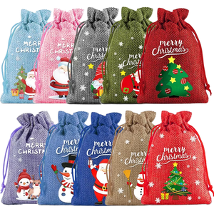 Bolsas de Algodón Reciclables de Lujo para Navidad con Cordón, Forro de Satén, Impresión Serigráfica, Impresión por Transferencia de Agua, Personalizadas al por Mayor para Regalos - Product Image 1