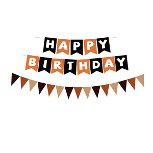 Bannière d'anniversaire, guirlande triangulaire, noir et orange, personnalisable, décoration de fête, grande taille, décorations de scène - Product Image 5