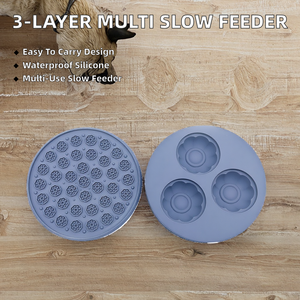 Molde de silicona sólida de 3 capas multifuncional para enriquecimiento de mascotas, tapete para lamer y comederos de alimentación lenta 3 en 1 - Product Image 2