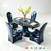 Juego de Muebles de Comedor de Mármol Artístico a Medida para Mansiones y Penthouses, Solución Integral de Alta Gama, Personalización Completa para el Hogar