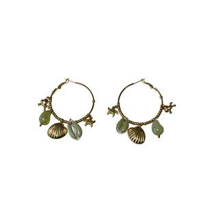 Fashion <b>Drop</b> Earrings 316L Stainless Steel PVD Gold Plating Sustainable Resistant Shell Starfish Charm Hoop Earrings - Product Image 1