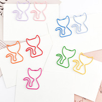 Clips en métal colorés en forme de chat, en stock, fournitures de bureau, vente en gros