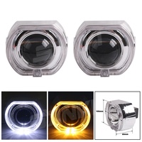 Feux de jour LED Angel Eyes 80mm 95mm avec caches, lentilles de projecteur bicolores blanc-jaune pour