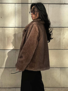 Abrigo de piel sintética de visón para <span class=keywords><strong>mujer</strong></span>, abrigo de piel ecológico grueso con <span class=keywords><strong>cuello</strong></span> de traje de longitud media para Otoño e Invierno - Product Image 3