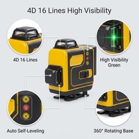 Niveau laser vert 4D 16 points en gros avec affichage numérique, résistant aux chutes, en alliage, pour extérieur, qualité industrielle, électronique
