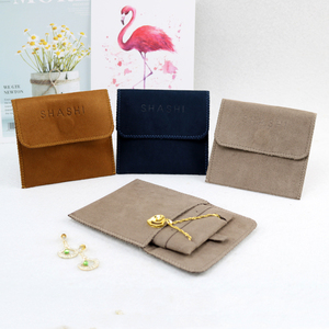 Customized Logo <b>Gift</b> Jewelry Packaging <b>Envelope</b> Bags Velvet Microfiber Jewelry Pouch for Jewellery Packing with Insert Display - Product Image 1