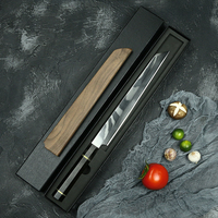 Karya Besar 34 Lapisan Bevel Tunggal 10Cr15CoMoV Damaskus Baja Dapur Honyaki Sushi Filleting Sashimi Salmon Pisau Jepang