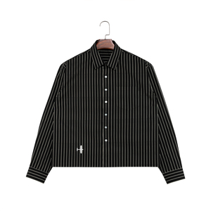 <span class=keywords><strong>Camicia</strong></span> a Righe Personalizzata di Alta Qualità in Cotone Stampato a Maniche Lunghe per Uomo, Stile Business Casual - Product Image 1