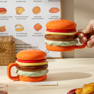 Creative <b>Ceramic</b> Hamburger Mug Novelty 3D Burger Coffee <b>Cup</b> Birthday Gift Water <b>Cup</b> - Product Image 2