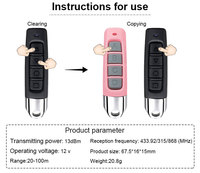 Télécommande universelle 4 boutons 433,92 MHz pour alarme de sécurité, porte électrique et volet de garage