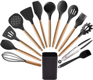 Hot Selling 14 Pcs Silicone Cooking Utensils Kitchen Utensil Set with Holder Kitchen Gadgets Tools Set Kitchen Accessories