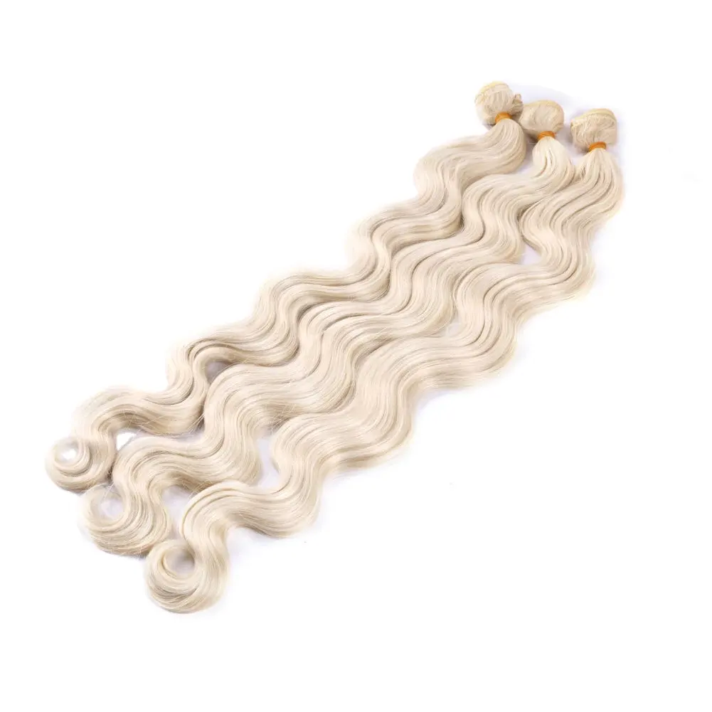 2023 Body Wave Bundles Synthetic Hair Weaving Natural Brown HighLight Blonde Heat Resistant Hair Extension
