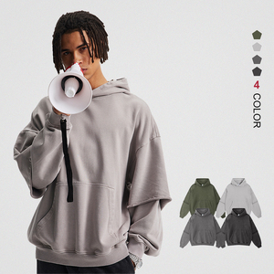 Hochwertige benutzer definierte Terry Heavy Weight 430 Gsm zweiteiligen Look Hoodie Hersteller Boxy Pullover Hoodie - Product Image 1