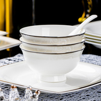Style nordique ménage ensemble complet porcelaine ensemble de vaisselle argent jante assiette bol palais Pot luxe vaisselle en céramique