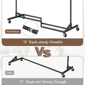 400 lbs Heavy-Duty cán may Giá thép thương mại quần áo móc áo với bánh xe cho cửa hàng quần áo bán lẻ phòng ngủ tủ quần áo - Product Image 6