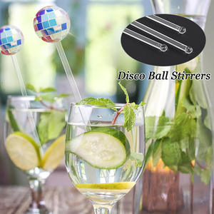 Pengaduk koktail bola cermin disko buatan tangan warna-warni pengaduk plastik <span class=keywords><strong>Cocktail</strong></span> bola disko kustom pengaduk kopi untuk peralatan Bar - Product Image 5