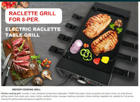 Grill électrique antiadhésif 2-en-1 pour intérieur, raclette à fromage avec contrôle de température réglable pour grillades en intérieur