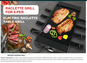 Grill électrique antiadhésif 2-en-1 pour intérieur, <span class=keywords><strong>raclette</strong></span> à fromage <span class=keywords><strong>avec</strong></span> contrôle de température réglable pour grillades en intérieur - Product Image 2