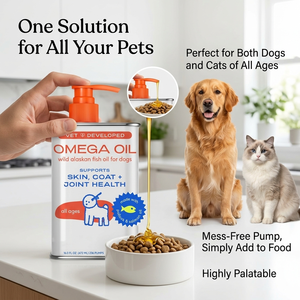 Omega 3 6 9 Visolie Voor Honden Katten Gezonde Huid Glanzende Vacht Heupgewrichten Met Wilde Alaskan Zalmolie Vloeibare Gezondheid Huisdier Supplementen - Product Image 1