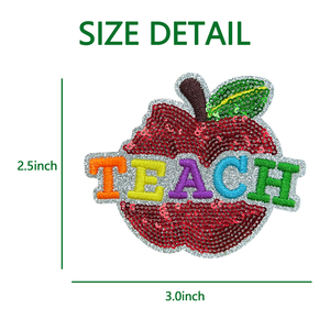 Patch brodé arc-en-ciel de 3 pouces avec sequins motif <span class=keywords><strong>pomme</strong></span>, à repasser, pour la rentrée scolaire et la reconnaissance des enseignants, pour casquettes de camionneur - Product Image 2
