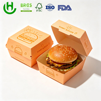 Boîte à hamburger en carton imprimé sur mesure, emballage alimentaire jetable en forme de coquille pour la vente à emporter et la restauration rapide