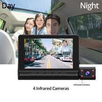 4In Car DVR Dash Cam pour Cars 3 Lens Video Recorder Carplay Dvr Mirror Black Box IPS 1080P HD Touch Screen Car Accessories