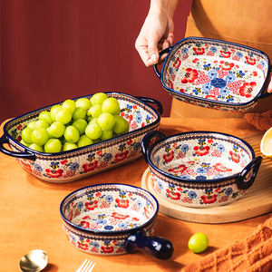 ชามเซรามิกสำหรับทอดเค้กจานข้าวอบ<span class=keywords><strong>ชีส</strong></span>แบบมีหูสองชั้นชามเซรามิกสำหรับอบเค้ก - Product Image 2