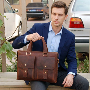 BS INTERNATIONAL – Sacoche pour ordinateur portable en cuir véritable, design multifonctionnel, coréenne, imperméable, écologique, durable, antichoc, grande capacité - Product Image 1