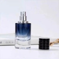Bouteilles rondes de parfum en verre atomiseur de Cologne de cylindre de 30ml 1oz de parfum pour hommes de couleur bleue dégradée rechargeable
