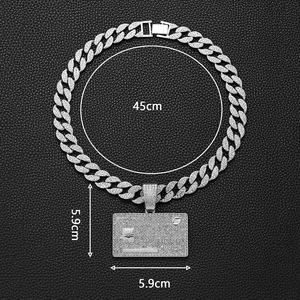 Collares Pesados Personalizados Grandes de Hip Hop Estilo Iced Out con Colgante de Tarjeta de Crédito de Punzón y Cadena Cubana para Disfraces de Hombre - Product Image 5