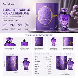 C2U Disponibile OEM Logo Personalizzato Profumo Donna all'Ingrosso 75ml <span class=keywords><strong>EDP</strong></span> Floreale Cristallo Viola - Product Image 5