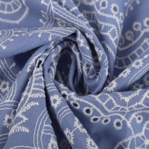 Tissu brodé bleu 100% coton de qualité supérieure avec oeillet <span class=keywords><strong>suisse</strong></span> Voile dentelle tissu de broderie pour robe, mariage - Product Image 1