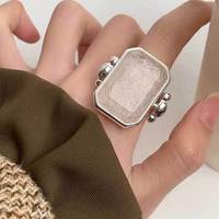 Meilleure vente français rétro géométrique carré Niche personnalité médiévale exagérée baroque strass bague index