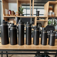 Bouteille d'eau isotherme en acier inoxydable à double paroi, 12oz, 18oz, 24oz, 32oz, 40oz, 64oz, pour le sport, les voyages, le camping et l'usage quotidien