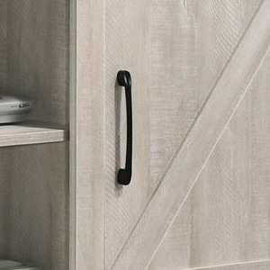 Meuble TV moderne de style mi-siècle avec portes coulissantes en bois, rangement et caractéristiques réglables pour téléviseurs de 55 à 59 pouces, gris pierre, pour salon - Product Image 2