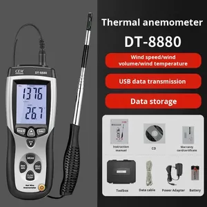 เครื่องวัดความเร็วลมแบบมือถือสำหรับอุตสาหกรรม Cem DT-3880 วัดปริมาณอากาศและความเร็วลม เครื่องตรวจจับลมร้อน - Product Image 1