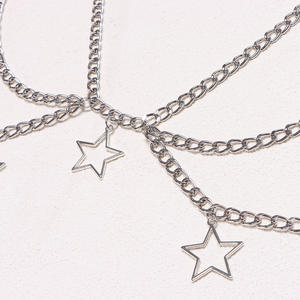 Chaîne de taille double couche Star Hollow avec pendentif en métal, chaîne de corps Hip Hop tendance pour hommes et femmes, usage quotidien, en alliage de zinc - Product Image 4