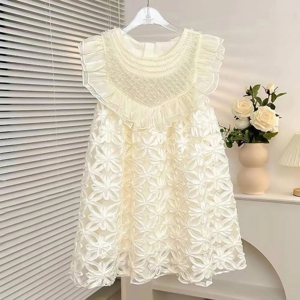 Style coréen perle design enfant princesse robe Champagne découpe robe pour filles 1 à 10 ans élégant perlé filles fête porter