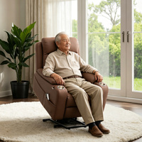 Fauteuil releveur motorisé pour personnes âgées, inclinable, avec télécommande, design traditionnel, revêtement en cuir, accoudoirs rembourrés
