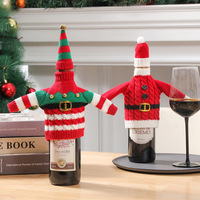 Weihnachten Neujahr Abendessen Tisch dekoration Pullover Kleid ELF Kleidung Set Weihnachten Weinflasche Abdeckung Tasche für festliche Dekorationen
