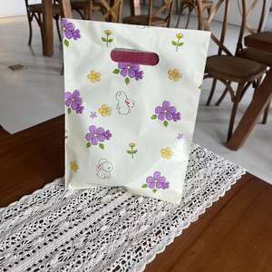 Logo personnalisé imprimé pli en plastique rose merci poignée découpée transporter des sacs d'emballage pour les achats au détail de boutique - Product Image 6