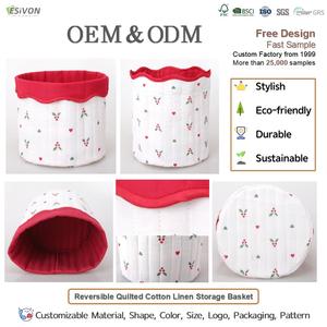 Cesta de Almacenamiento Plegable de Algodón y Lino para Niños, Reversible, con Estampado de Plantas, No Tóxica, Organizador de Calcetines, Ropa y Pañales para Bebés - Product Image 3